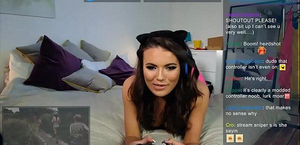  Gamer chick get fucked from behind while streaming a game